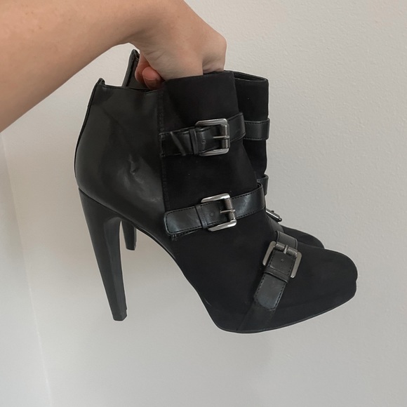 Black Buckle Heeled Booties - Picture 3 of 4
